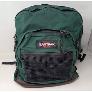 Vintage Eastpak  Backpack Made In USA Forest Green Leather Bottom 90s‎